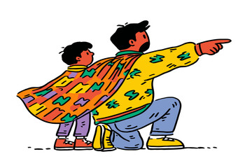 Fototapeta premium Modern Flat Illustration of Family Love and Heroism