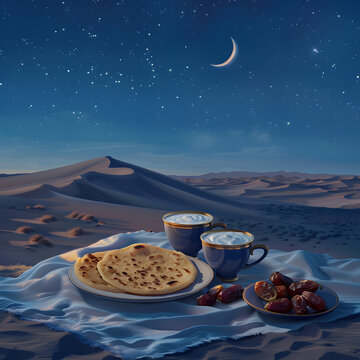 Ramadan Sehri with parathas and tea in the Desert