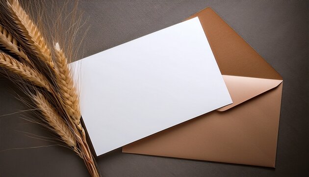 Blank White Greeting Card With Brown Envelop