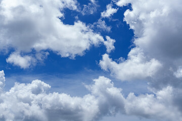 Naklejka premium Bright Blue Sky with Scattered White Clouds