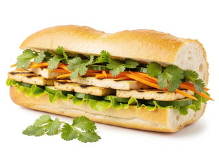 Sandwich with tofu and vegetables lettuce cilantro
