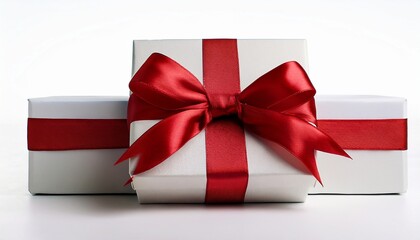 Gift Box With Red Ribbon Isolated On White
