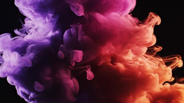 Abstract colorful smoke cloud against dark background with vibrant hues and creative textures