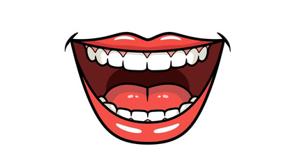 Naklejka premium Cartoon illustration of a wide open mouth with teeth showing