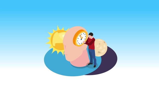 Circadian Rhythm and Human Biological Clock 3d animation cartoon