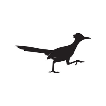 Bird of roadrunner silhouette vector flat illustration design.
