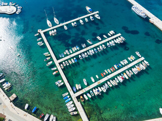 Aerial View Baska Krk Island Croatia Mediterranean CoastaDrone captures stunning top view of Baska...