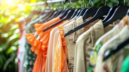 Vibrant summer fashion display  two friends explore colorful tops in a stylish mall boutique