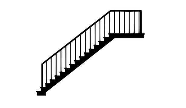 Black iron staircase vector element side view architectural interior exterior illustration