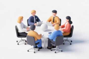 Facilitator session, team unity development concept, isolated on white background
