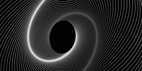 Spiral with lines as dynamic abstract vector background or logo or icon. Yin and Yang symbol.