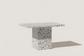Modern Terrazzo Pedestal Table with Abstract Pattern