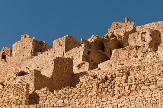 Ruins of the Berber village of Ksar Chenini, which was built in the 12th century. Tunisia. Africa.