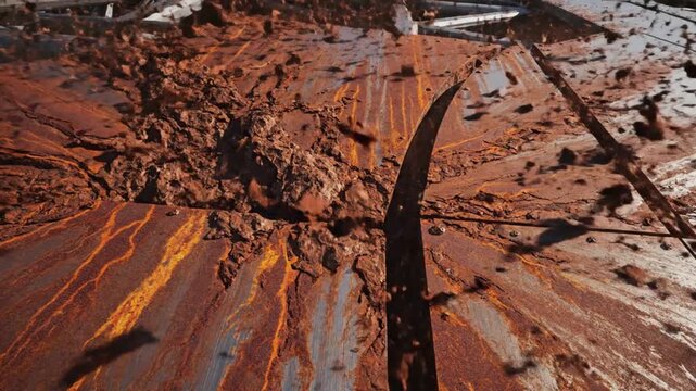 Industrial Polluted Sludge Flowing Downhill, Environmental Contamination