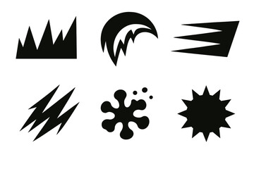 Obraz premium Brutalist Icy Icons. Coldcarve Icy Cut icon set in silhouette bold style. Contain sharp frost line, icy carve arc, cold speed streak, frozen trail mark, drifting snow mote, chill dot