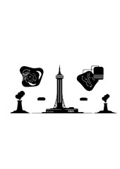 Geothermal Energy Storage Silhouette, Sustainable Power Plant Tower, Renewable Thermal Energy and Future Infrastructure Concept Vector