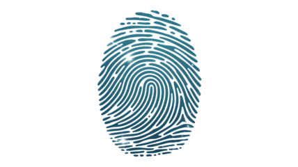 A close-up of a blue fingerprint on a black background