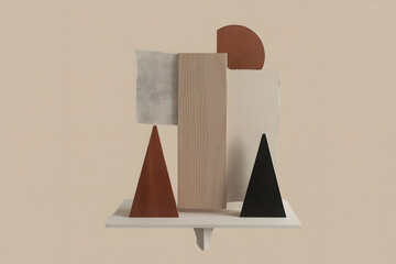 Abstract Geometric Composition with Natural Textures and Shapes