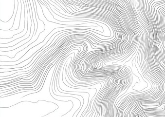 Fototapeta premium Contour lines depict a topographic map of a complex, mountainous terrain