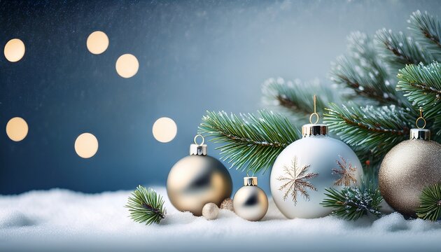 Kerstkaart Kerstgroet Met Kerstballen En Dennentakken In De Sneeuw Prettige Kerstdagen En De Beste Wensen Voor Het Nieuwe Jaar 2026