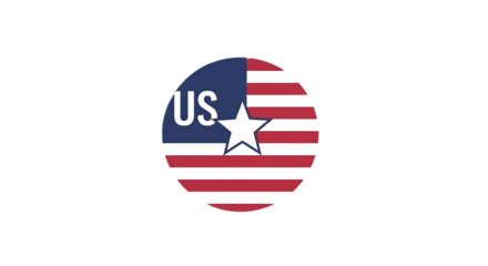 United States Flag Inspired Pixel Art Circle Badge Design on Transparent Backdrop