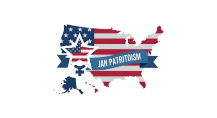 United States Map Shaped American Flag Graphic with Transparent Background Patriotism Star and Red White Stripes