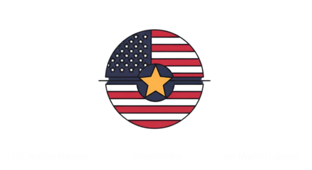 American Flag Pixel Art Design with Blue Star Border on Transparent Background Patriotic Graphic United States Symbol Simple Icon Digital Illustration