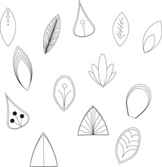 set of black and white leaves