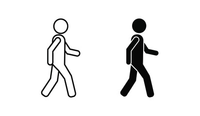 Black and white stick figure illustrations of people walking side by side in simple line art style