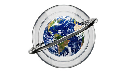 Earth in a glass sphere with metallic ring