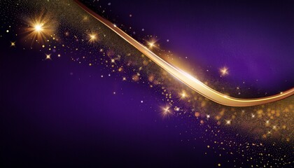 Abstract Elegant Dark Purple Background With Golden Lighting Effect Sparkle Luxury Template Design Generative Ai
