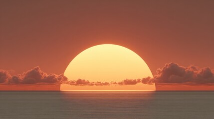 Ocean Sunset Red Sky Seascape