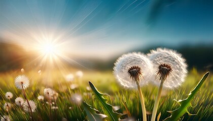 Closeup Of Dandelion On Natural Background