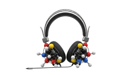 Colorful cartoon character headphones isolated on transparent background