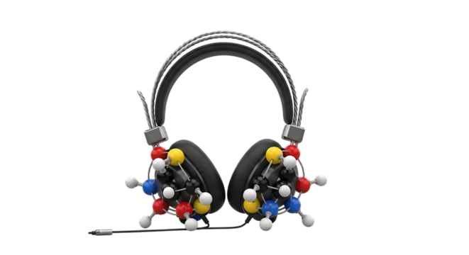 Colorful cartoon character headphones isolated on transparent background - Powered by Adobe