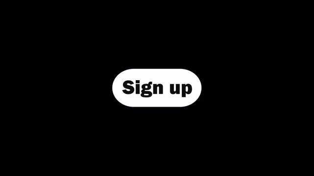 Blue Sign Up Button Click Animation With Arrow Pointer - With Alpha channel - PRORES
