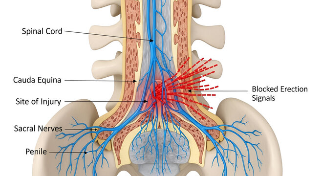 Venogenic ED Anatomy Lumbar Spine Anatomy Showing Injury Blocking Erectile Signals