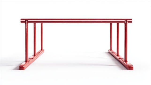 A vibrant red parallel bars isolated on a plain background