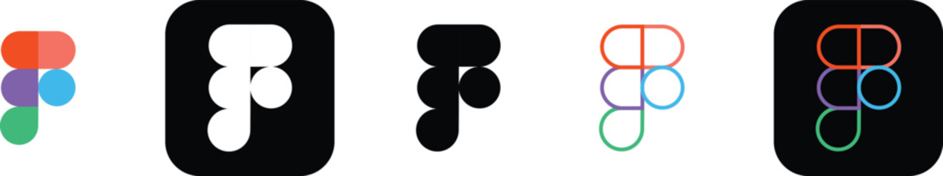 Figma Logo Icon Set - UI UX Design Software Branding in Color and Black Vector