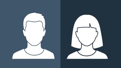 Outline of male and female icons on contrasting background  