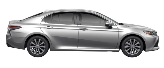 Silver car vehicle sedan automobile isolated on a transparent background