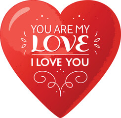 Red heart with text happy valentines day card design,