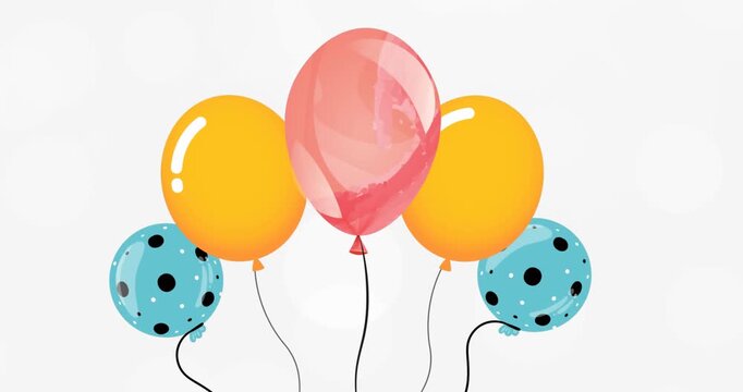 Animation of multicolored balloons against white background