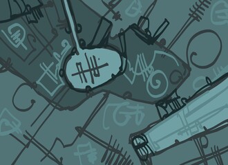 Abstract image for printing. Picture for modern interiors. The picture is painted by hand on a tablet. © neurostructure