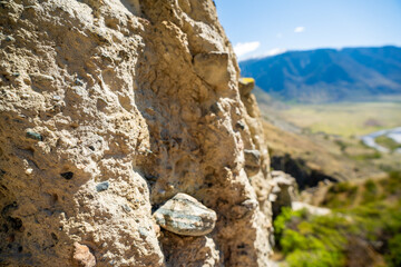 Close up of stone mushroom rock formation in Altai Russia Detailed texture of natural geological landmark