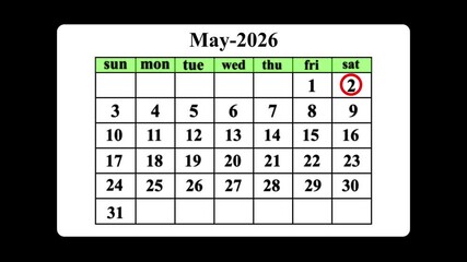 May 2026 Calendar with Circled Date 2 month Calendar Highlighted Date