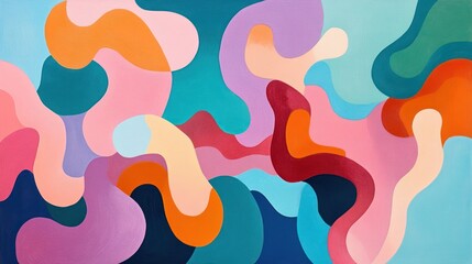Abstract artwork with vibrant, flowing shapes