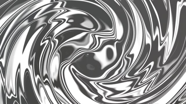 Abstract liquid silver and mercury silky and metallic motion background on black screen. Fluid silver background with ripples and waves. Silver luxury liquid in motion. Liquid luxury background.