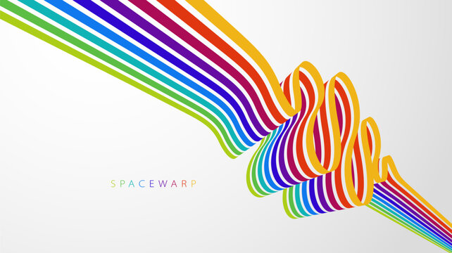 Abstract rainbow lines in 3D perspective, vector background with colorful stripes, children preschool education theme, positive and bright design.