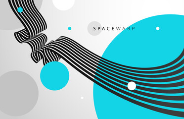 3D perspective lines and circles vector abstract background, curve stripes ribbon bent wallpaper, road journey concept, dynamic wallpaper.